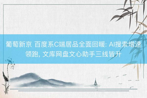 葡萄新京 百度系C端居品全面回暖: AI搜索增速领跑， 文库网盘文心助手三线皆升