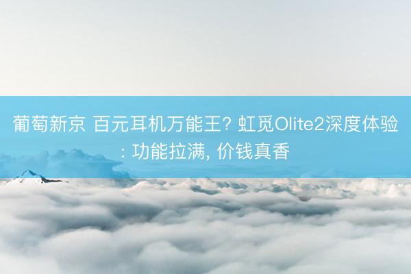 葡萄新京 百元耳机万能王? 虹觅Olite2深度体验: 功能拉满， 价钱真香
