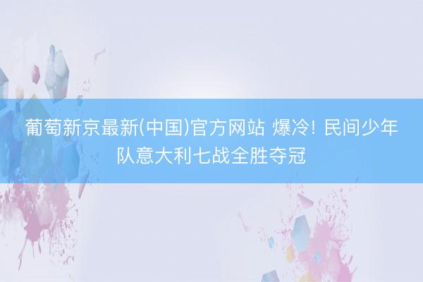 葡萄新京最新(中国)官方网站 爆冷! 民间少年队意大利七战全胜夺冠