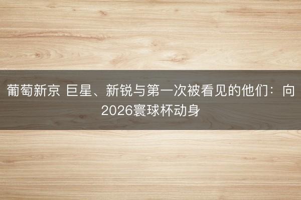 葡萄新京 巨星、新锐与第一次被看见的他们：向2026寰球杯动身