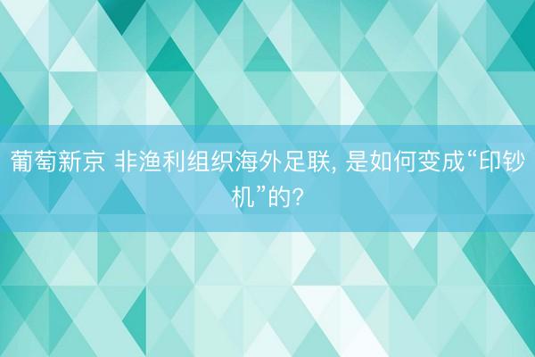 葡萄新京 非渔利组织海外足联， 是如何变成“印钞机”的?