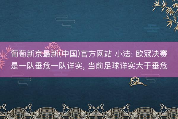 葡萄新京最新(中国)官方网站 小法: 欧冠决赛是一队垂危一队详实， 当前足球详实大于垂危