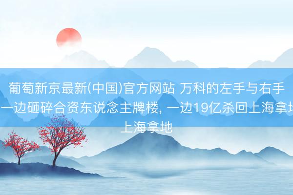 葡萄新京最新(中国)官方网站 万科的左手与右手: 一边砸碎合资东说念主牌楼， 一边19亿杀回上海拿地