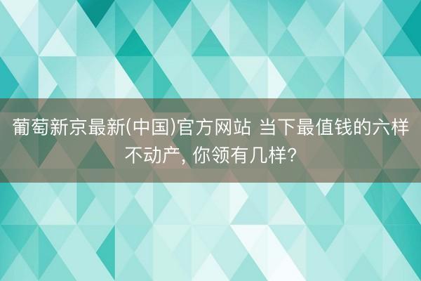 葡萄新京最新(中国)官方网站 当下最值钱的六样不动产， 你领有几样?