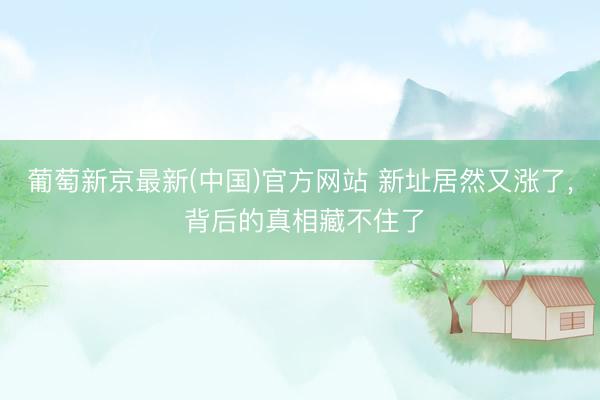 葡萄新京最新(中国)官方网站 新址居然又涨了， 背后的真相藏不住了