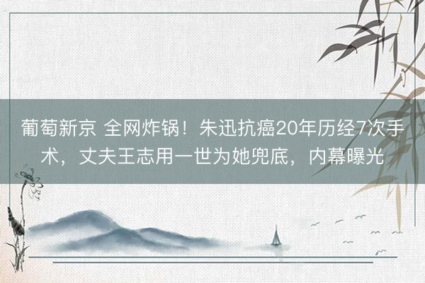 葡萄新京 全网炸锅！朱迅抗癌20年历经7次手术，丈夫王志用一世为她兜底，内幕曝光