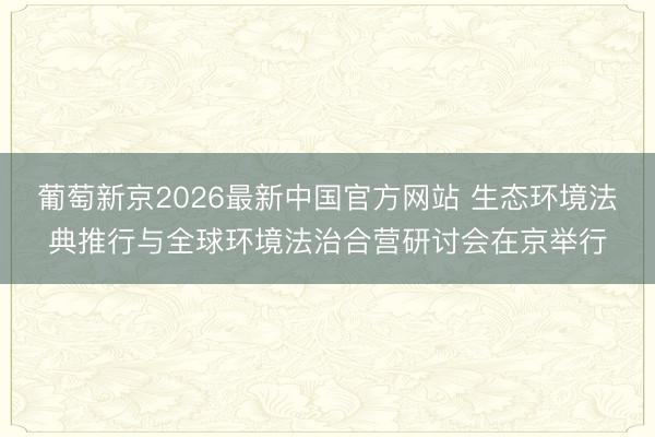 葡萄新京2026最新中国官方网站 生态环境法典推行与全球环境法治合营研讨会在京举行