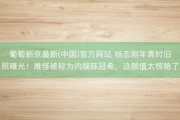 葡萄新京最新(中国)官方网站 杨志刚年青时旧照曝光！难怪被称为内娱陈冠希，这颜值太惊艳了