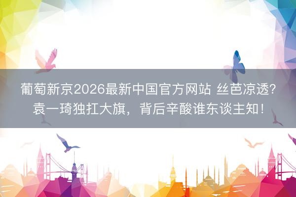 葡萄新京2026最新中国官方网站 丝芭凉透?袁一琦独扛大旗,背后辛酸谁东谈主知!
