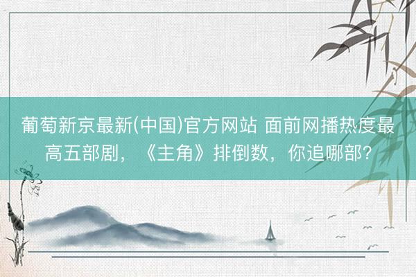 葡萄新京最新(中国)官方网站 面前网播热度最高五部剧，《主角》排倒数，你追哪部？