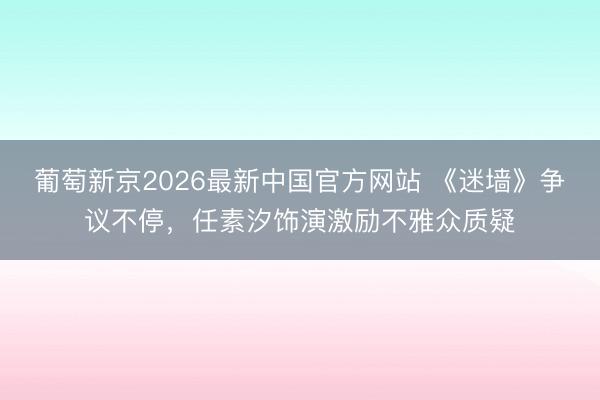 葡萄新京2026最新中国官方网站 《迷墙》争议不停，任素汐饰演激励不雅众质疑