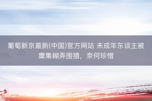 葡萄新京最新(中国)官方网站 未成年东谈主被麇集糊弄围猎,奈何珍惜