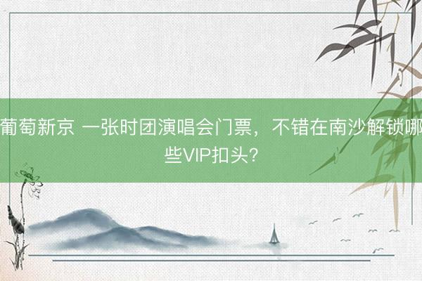 葡萄新京 一张时团演唱会门票，不错在南沙解锁哪些VIP扣头？